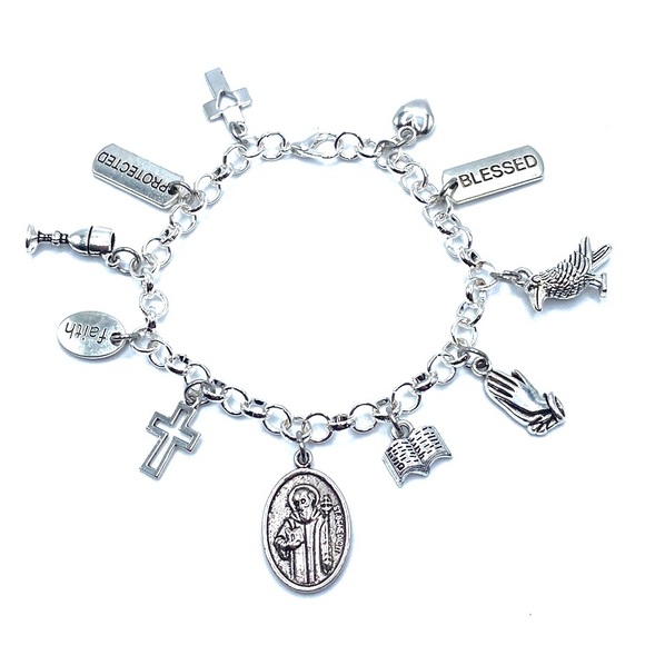 Saint Benedict Charm Bracelet Religious Catholic Christianity - Picture 5 of 8